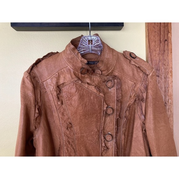 Women’s Sherry Nikka Leisure Couture brown leather trench coat size M - Picture 2 of 13